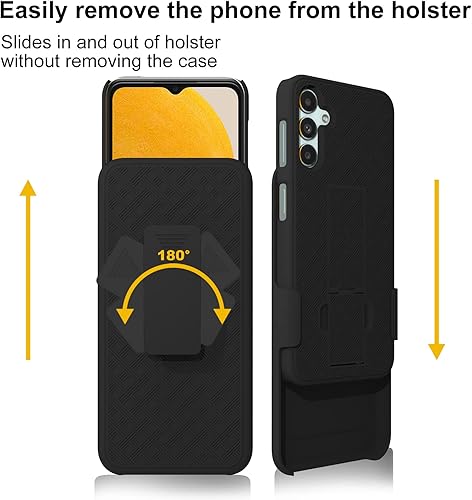 Miniatura 6 de Ailiber Funda para Samsung Galaxy A14 5G, Galaxy A14 5G con protector de pantalla, clip giratorio para cinturón, soporte de soporte, carcasa delgada