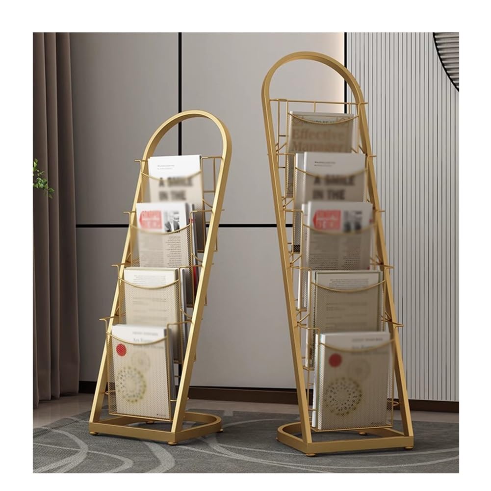 YNBSHGAA Brochure Display Stand Floor-Standing Magazine Rack, Metal Single Page Holder for Exhibitions Office Information,White-33x33x114cm