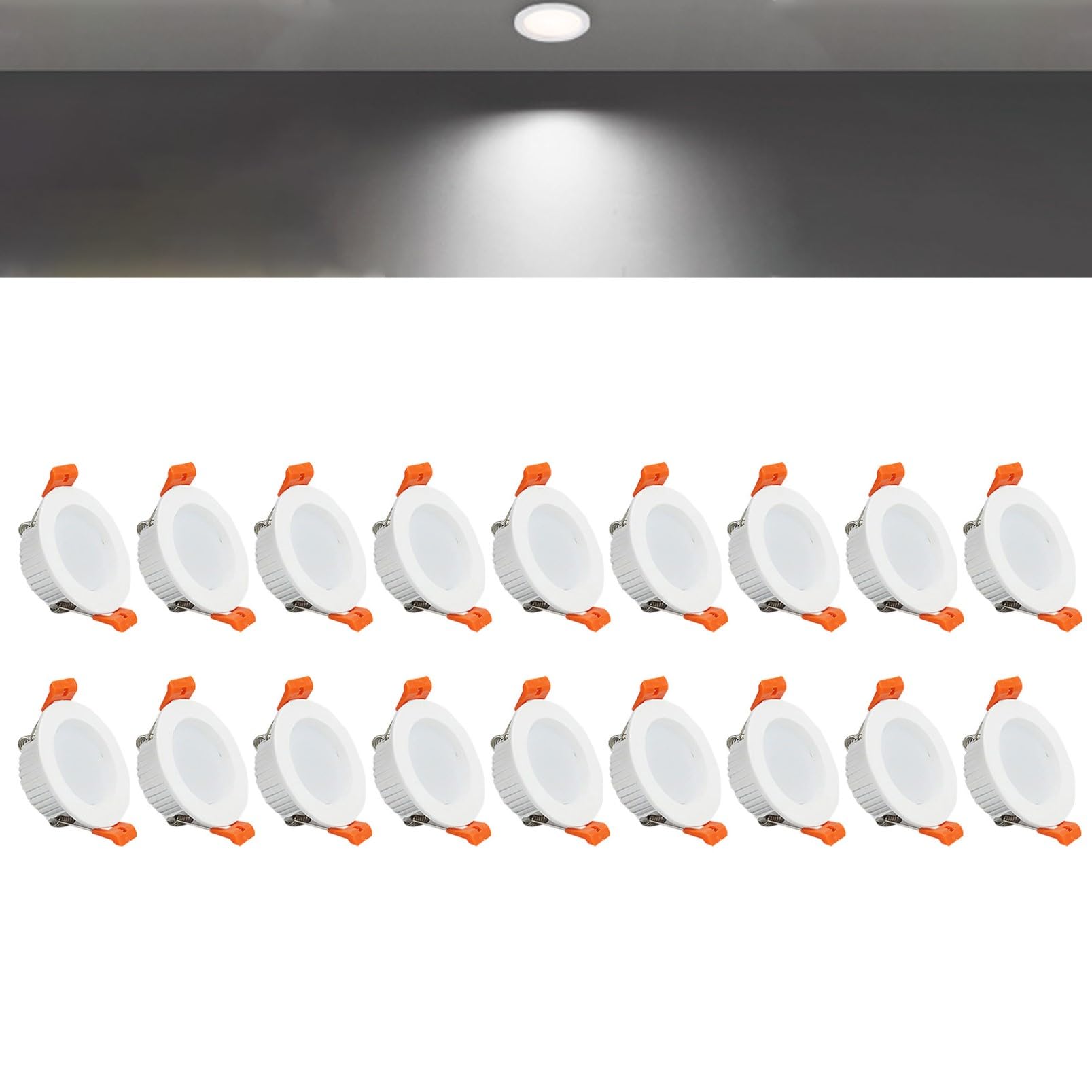 TTiiLoe 3W Round LED Recessed Ceiling Spotlights, 6000K Cold White Ultra Slim Panel Ceiling Light, Cut Φ50-55mm, AC110-240V Downlights for Hallway Stairwell Showroom, 18 Pack