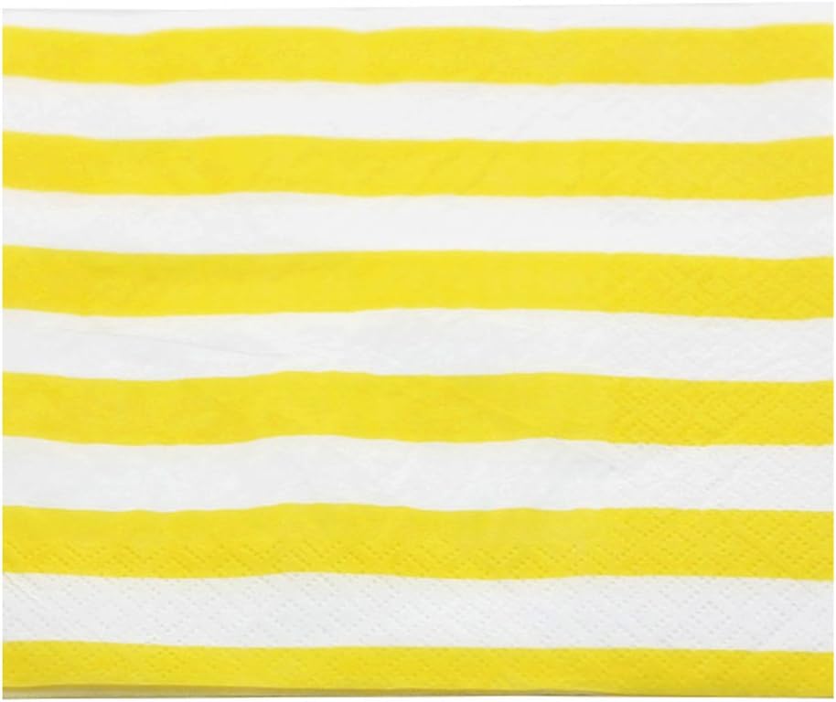 YouMeBest Biodegradable Striped Paper Party Napkins,Yellow, 100 Count