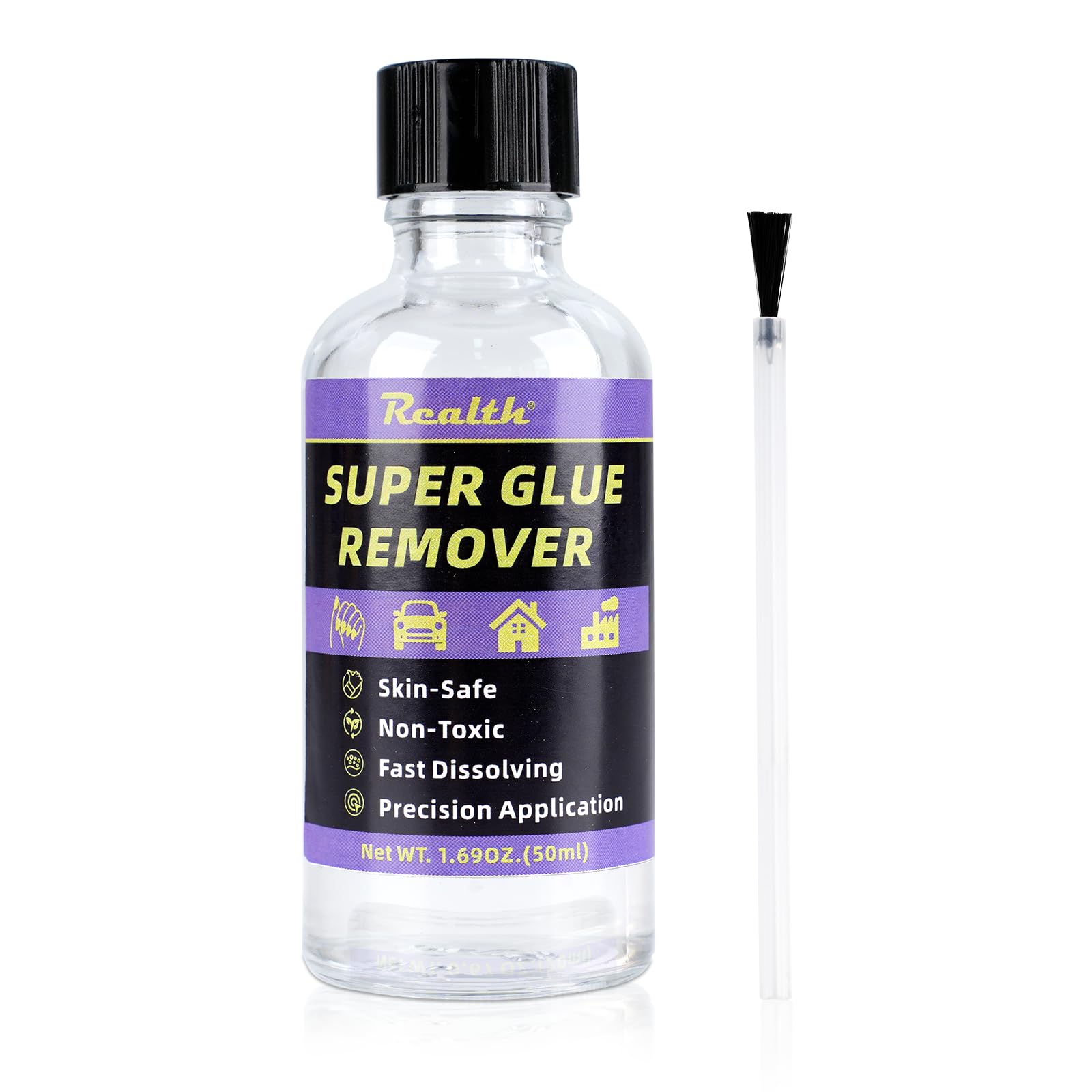 Super Glue Remover 50ml – CA, UV & Nail Glue Dissolver, Skin-Safe Adhesive Remover with Precision Brush