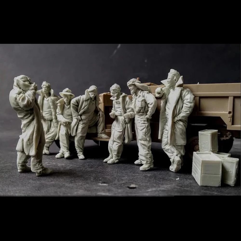 1/35 Modern Soldier Crew Resin Figure Set, 7 Figures with Accessories, Unassembled and Unpainted Model Kit