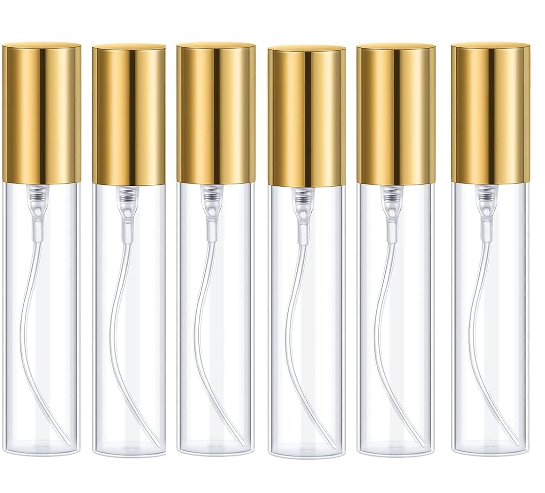 Hunky Dory 6pcs 10ml Empty Delicated Perfume Glass Bottles With Gold Metallic Spray Pump And Caps.-image-34
