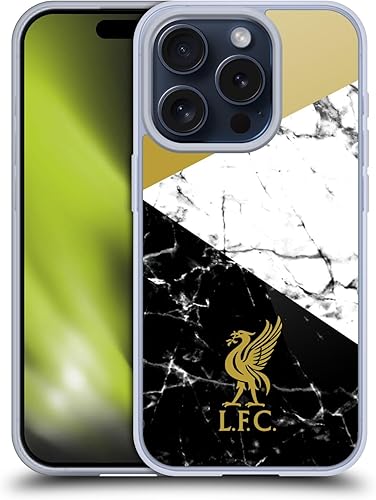 Miniatura 9 de Head Case Designs Funda de gel suave con diseño de mármol negro con escudo oficial del Liverpool Football Club, compatible con Apple iPhone 13 Pro