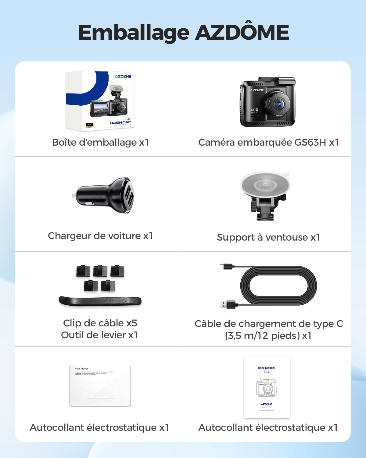 AZDOME 4K WIFI GPS Dashcam Caméra de Voiture avec 170°Angle, Vision Nocturne, Enregistrement en Boucle, G capteur, Détection Mouvement, Monitor Stationnement Embarquée Enregistreur de Conduite