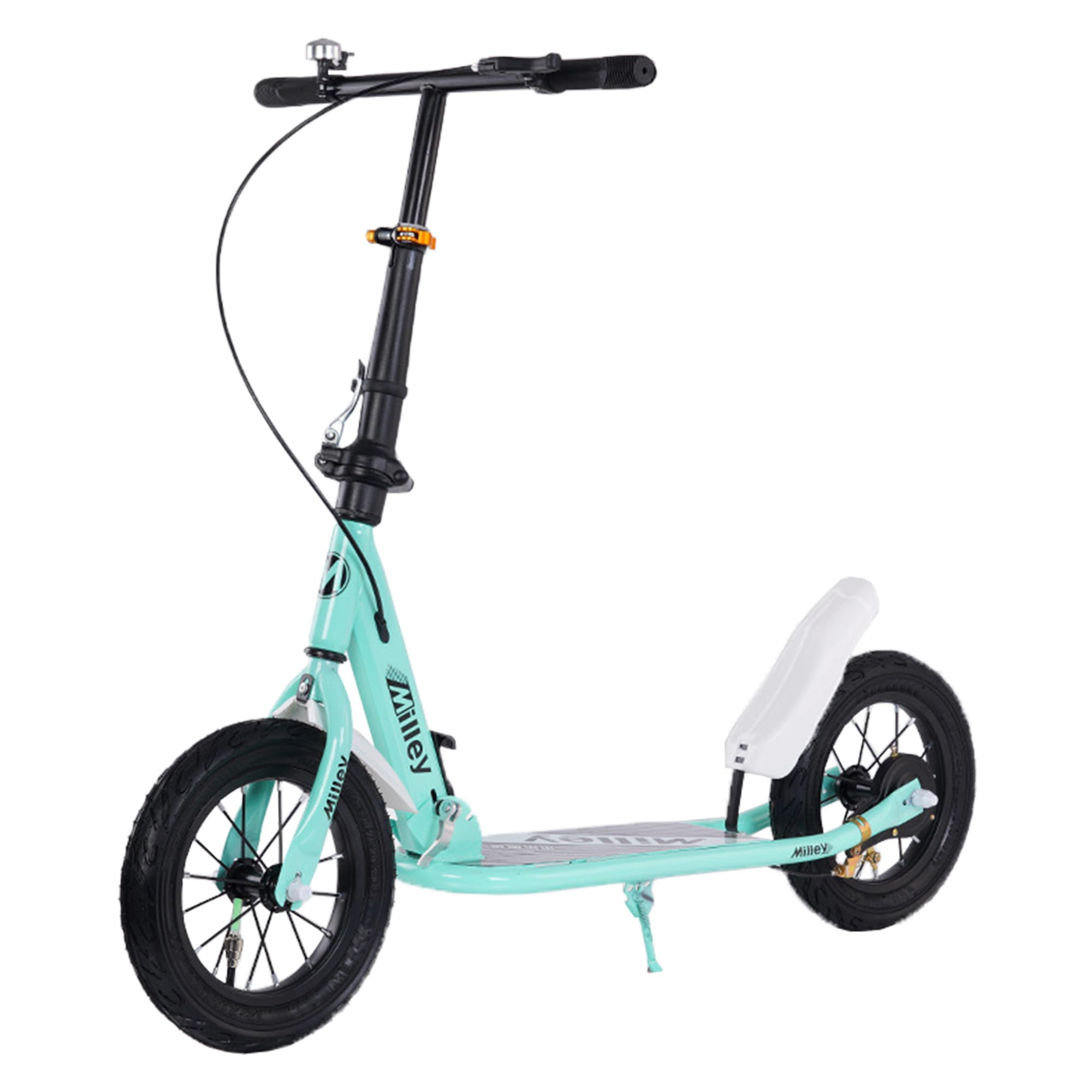 Scooter Enfant Adulte 12 Pouces Pneus en Caoutchouc Freins à Main Cadre en Acier Anti-Dérapant Hauteur Réglable 100kg pour Enfants Adolescents 8+