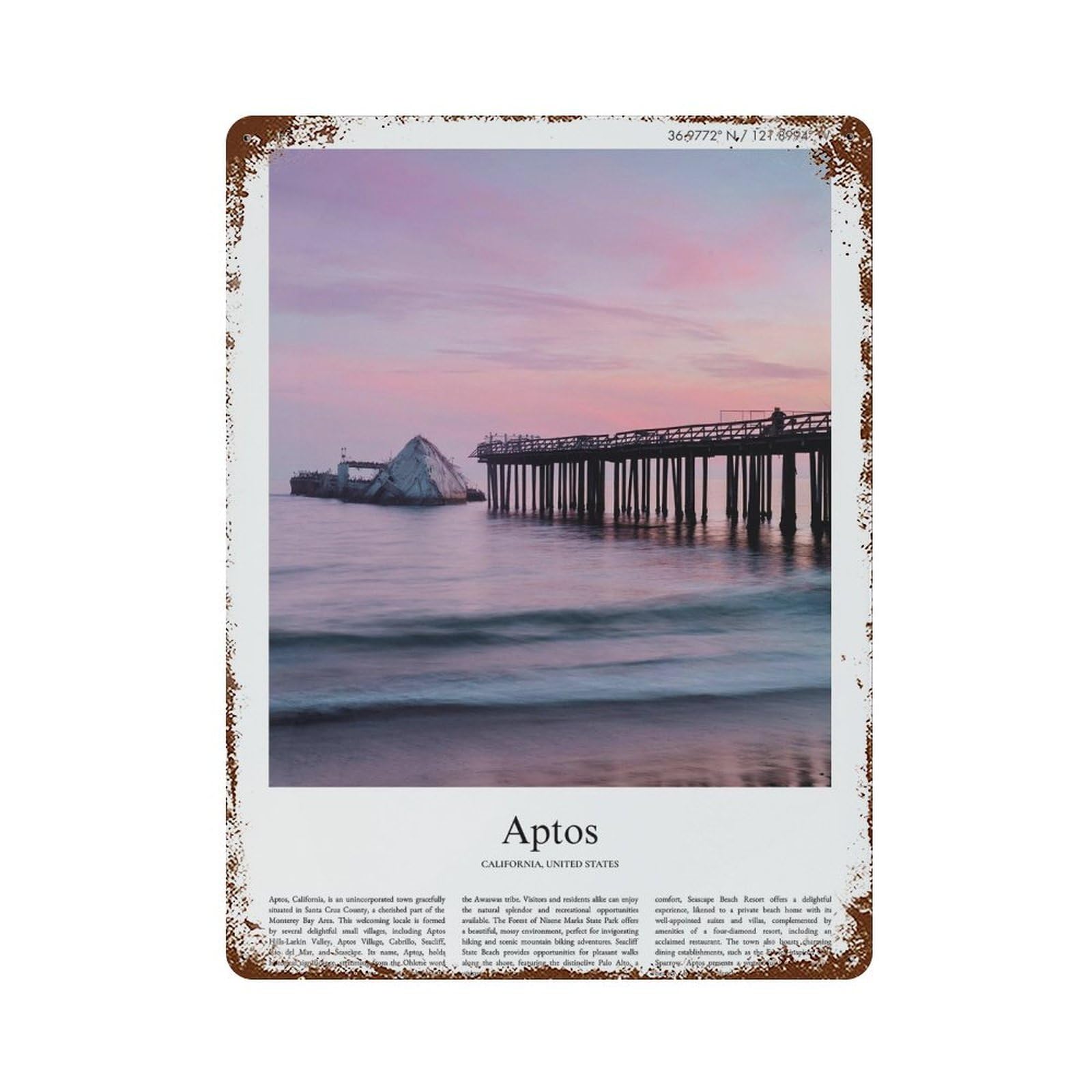 xiaoxiaoshen Aptos United States, USA City Scenery Wall Decor Art Metal Tin Poster Modern Home Decor Art Home Bar Shop Decorations Vintage Sign 40x30cm