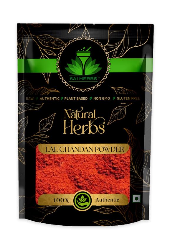 SAI HERBS Lal Chandan Churan - Red Sandalwood Churan [with Essence] - Pure & Natural (500 Grams)