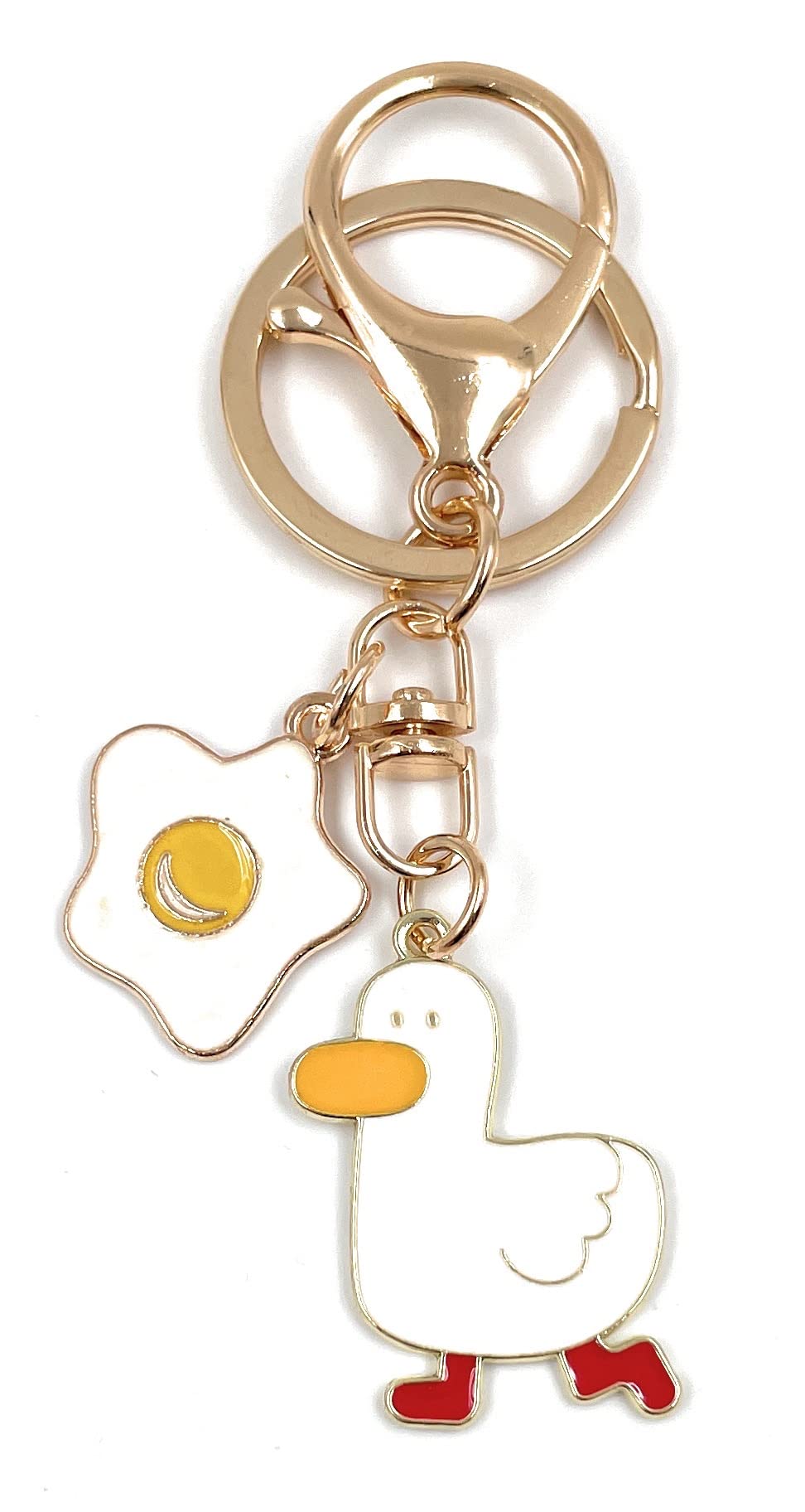 Onwomania - Chicken fried egg keyring made of metal, e.g. for the best friend, best friend, mum - for men, women and children