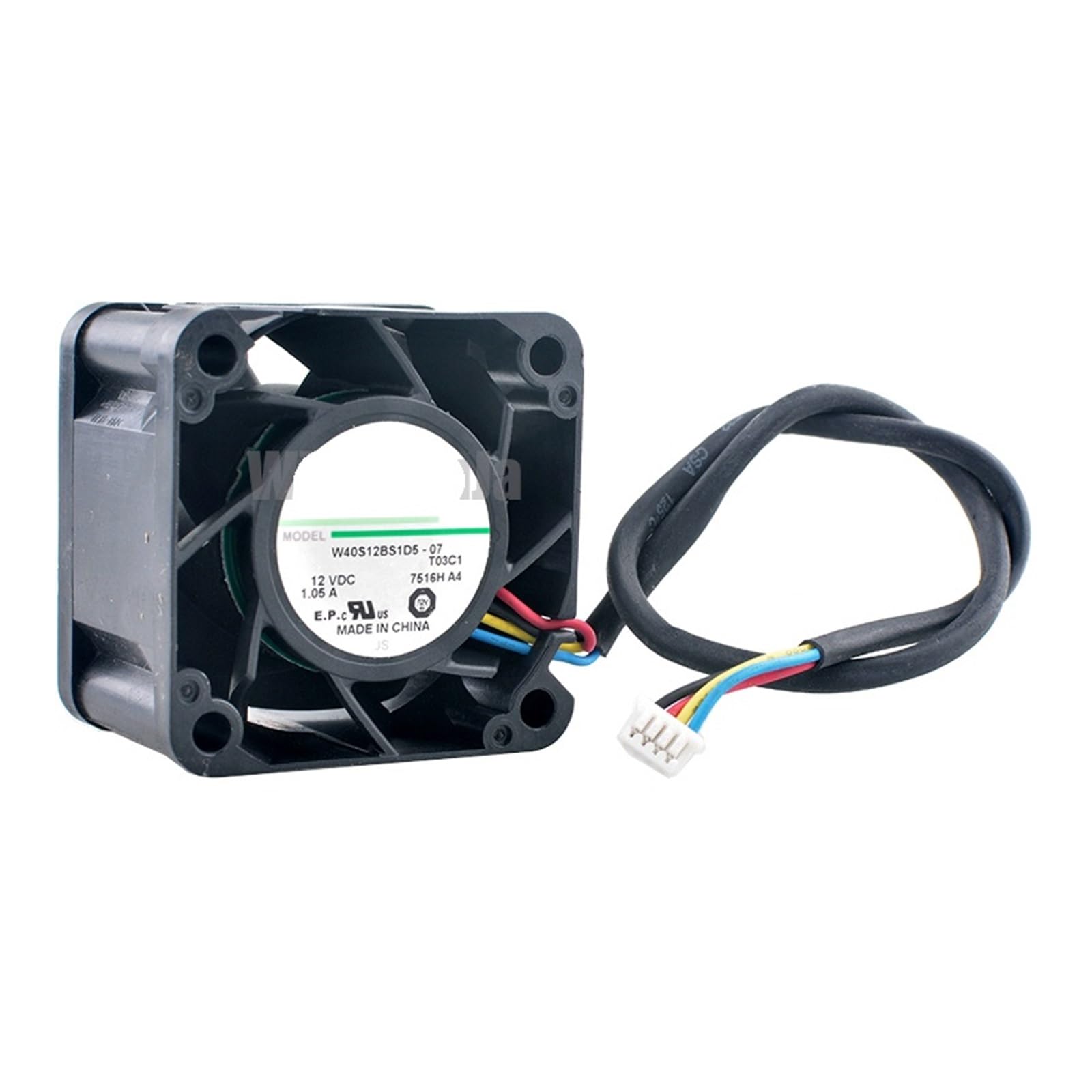 JJKKOZVQF W40S12BS1D5-07 4cm 40mm Axial Flow Cooling Fan 40x40x28mm DC12V 1.05A 4pin Fan