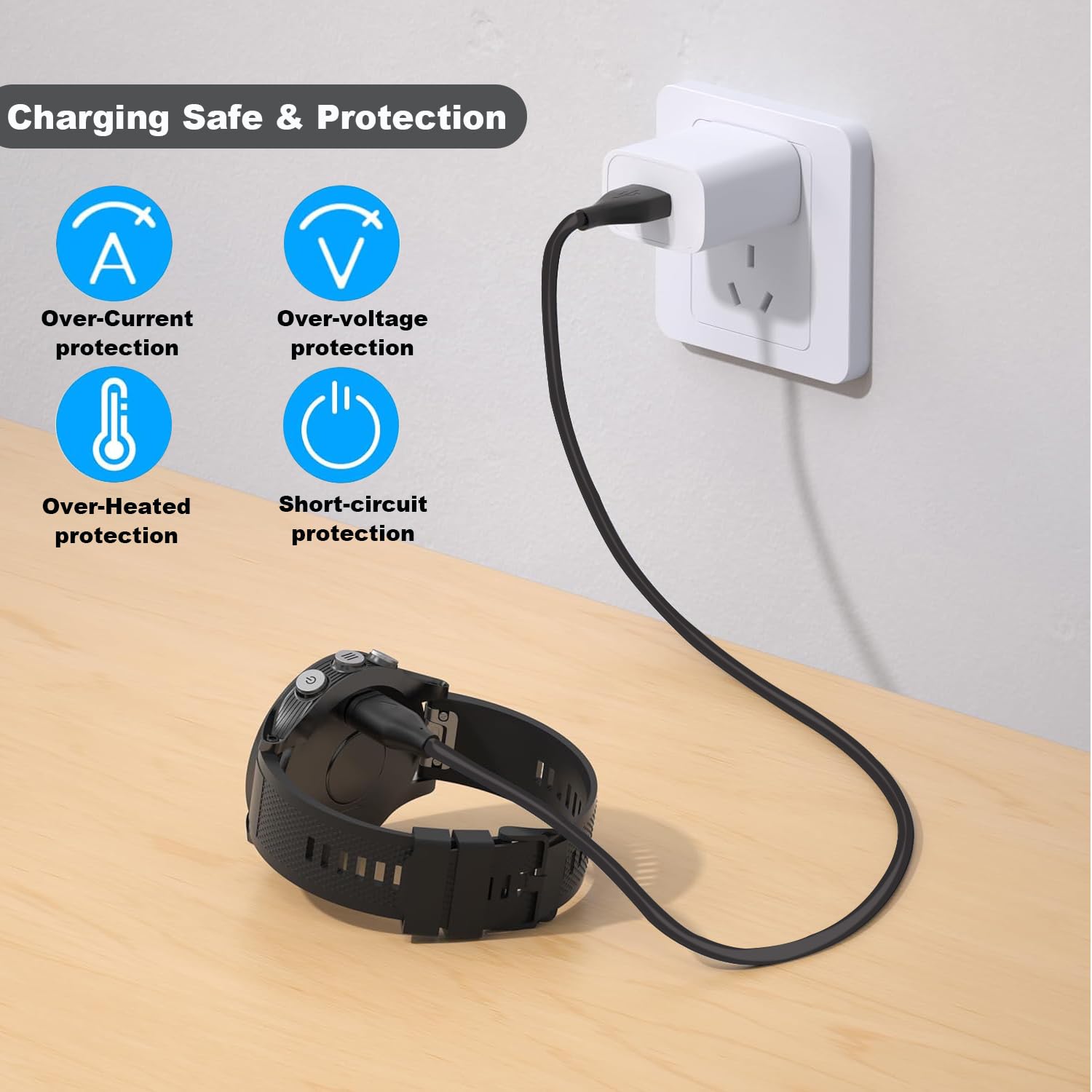 Chargeur Cable Compatible avec Garmin Venu/Venu 2/Venu 2S/Venu SQ 2/VenuSQ/Vivoactive 3, Garmin Fenix 6 6S 6X Pro, 5 5S 5X Plus, 7 7S 7X, 3.3ft Câble de Charge (Noir)