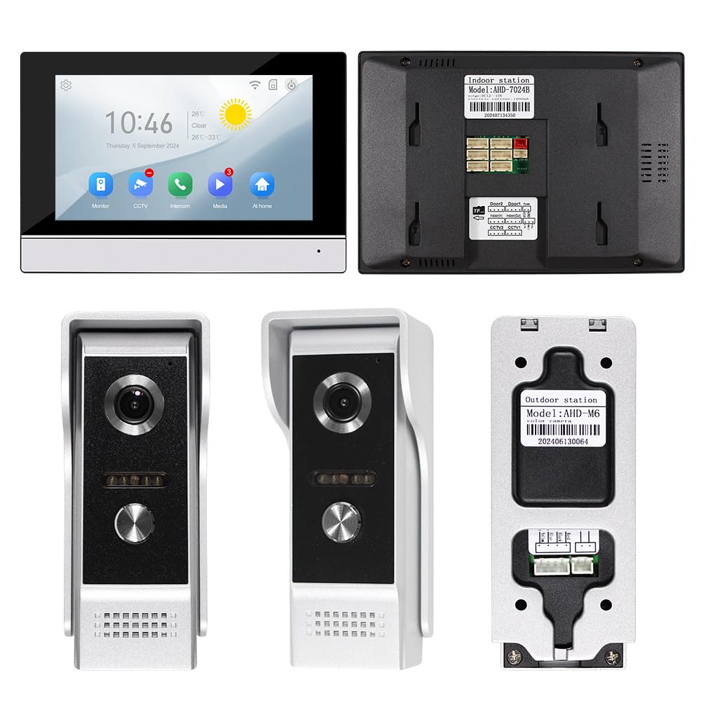 Système d'interphone vidéo WiFi IP 1080p AHD tactile couleur écran intérieur IR vision nocturne caméra extérieure sonnette vidéo pour la maison, application intelligente Tuya Déverrouillage à