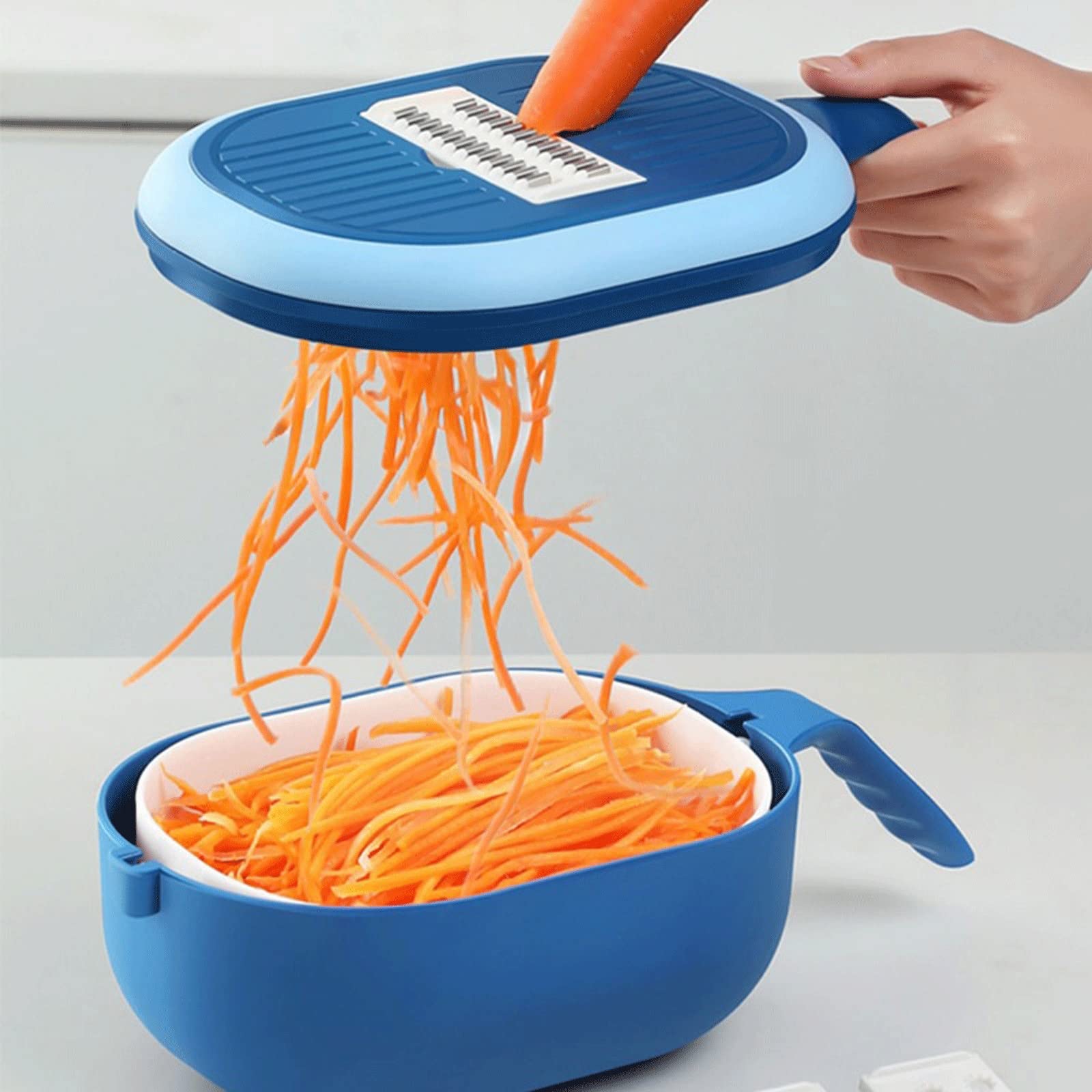 JINGYAN Knoblauchpressen Multifunktionaler Zerhacker Gemüseschneider Obst Slicer-Reiher-Zerkleinerer Ablassen Korb Slicers Gadgets Küchenzubehör