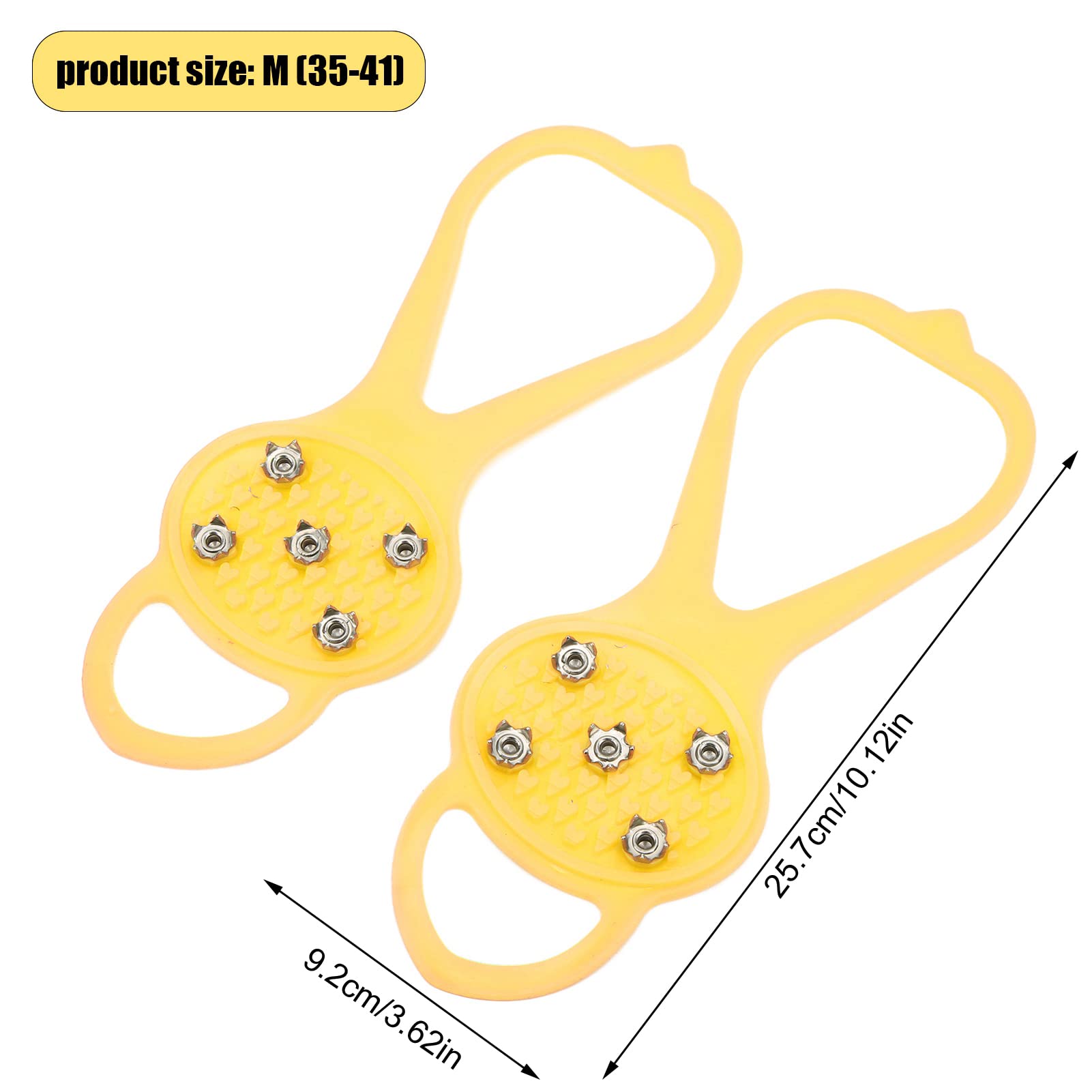 1pair Ice Grips Anti Skid 5 Studs Crampons Ice Cleats Snow Traction Cleats Crampons for Shoe and Boots for Walking on Snow and Ice (M)