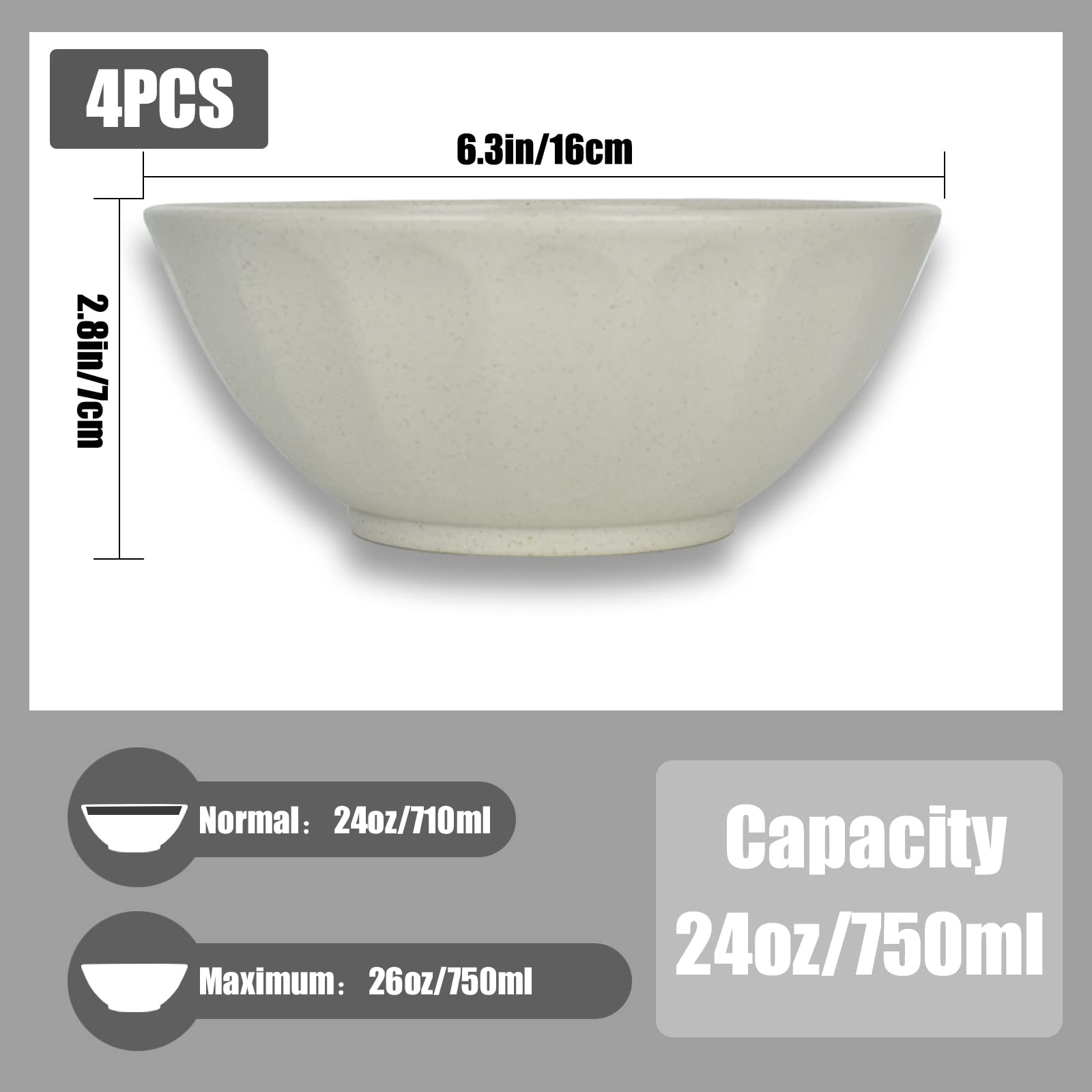BELLE VOUS Lot De 4 Petits Bols Plastique Noir 1L – Incassables, Sans BPA – Bols Réutilisables Micro-ondes & Lave-Vaisselle Pour Céréales, Soupe, Salade