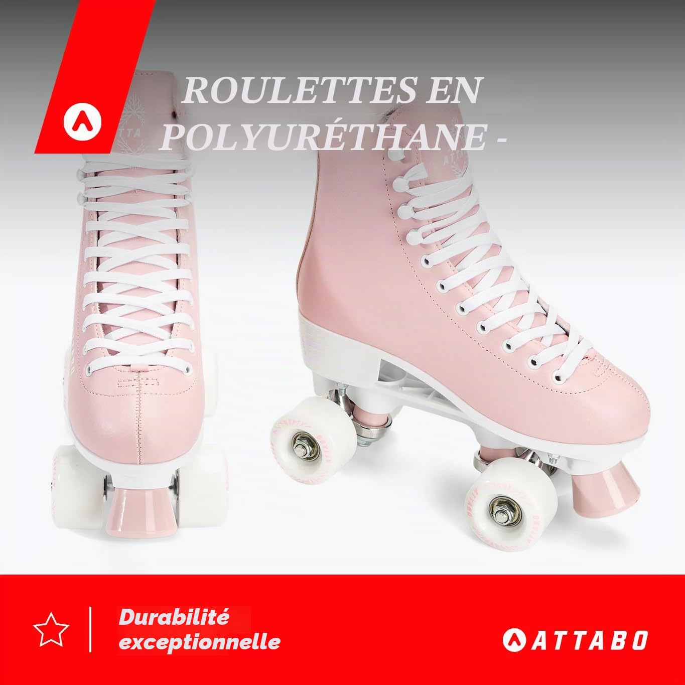 Patins à roulettes ATTABO Serena Taille 36-41 EU Ajustable ABEC-3 Aluminium Cuir Protection Orteils Freinage Roues 82A