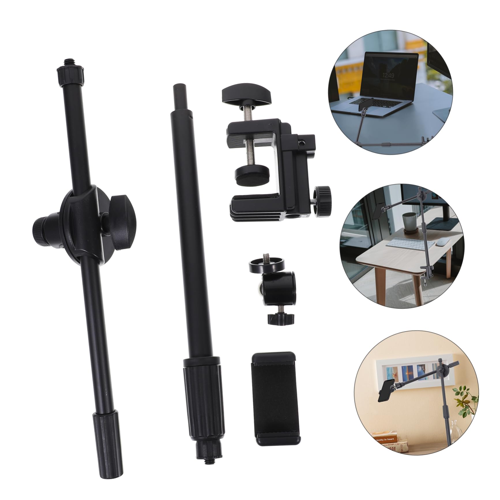Soporte para Teléfono Móvil Uso Manos Libres Brazo Articulado Flexible Accesorio Negro y Base de Abs Adecuado para Grabación de Video para Escritorio