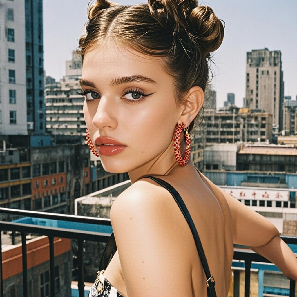 Hoop Earrings for Women Big Hoop Earrings Sparkly Rhinestone Earring Large Hoops Earring Prom Jewelry Gifts Christmas Accessorie - Image 4