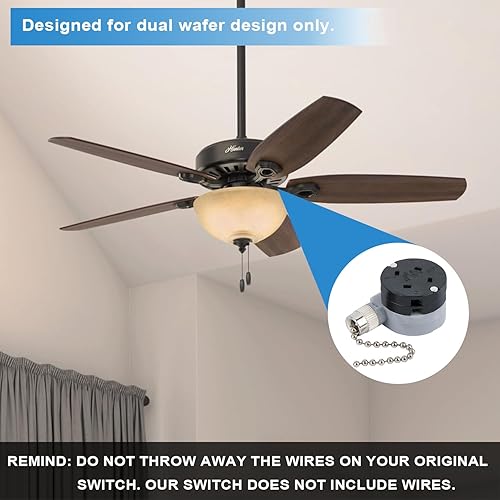 Miniatura 9 de Interruptor de ventilador de techo Zing Ear ZE-208D Control de 3 velocidades 5-8 cables Interruptor de cadena de tracción Accesorios Accesorios