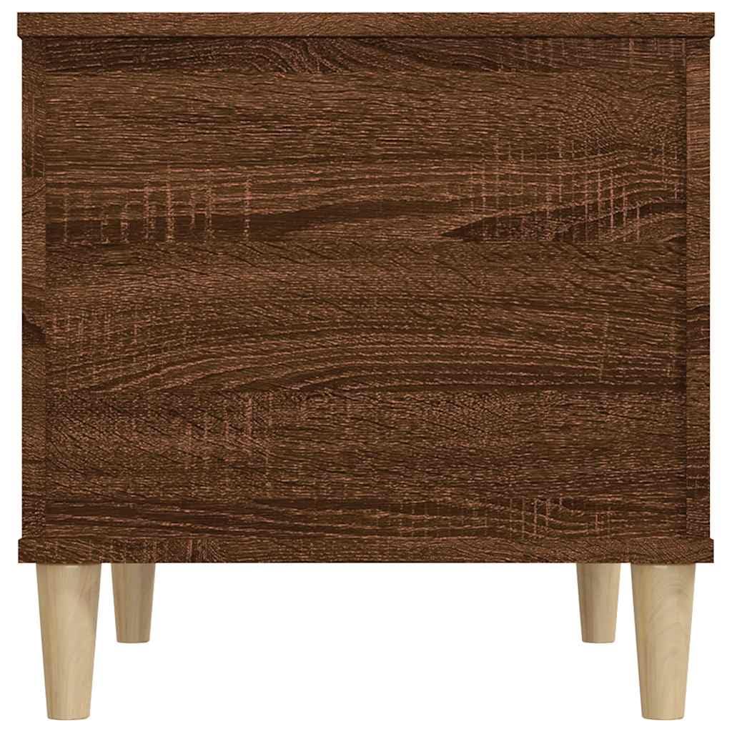 Stolik kawowy brązowy o wyglądzie dębu, 60 x 44,5 x 45 cm, materiał drewnopochodny, z regulacją wysokości, z miejscem do przechowywania, eleganckie meble do salonu, stolik pomocniczy, stolik