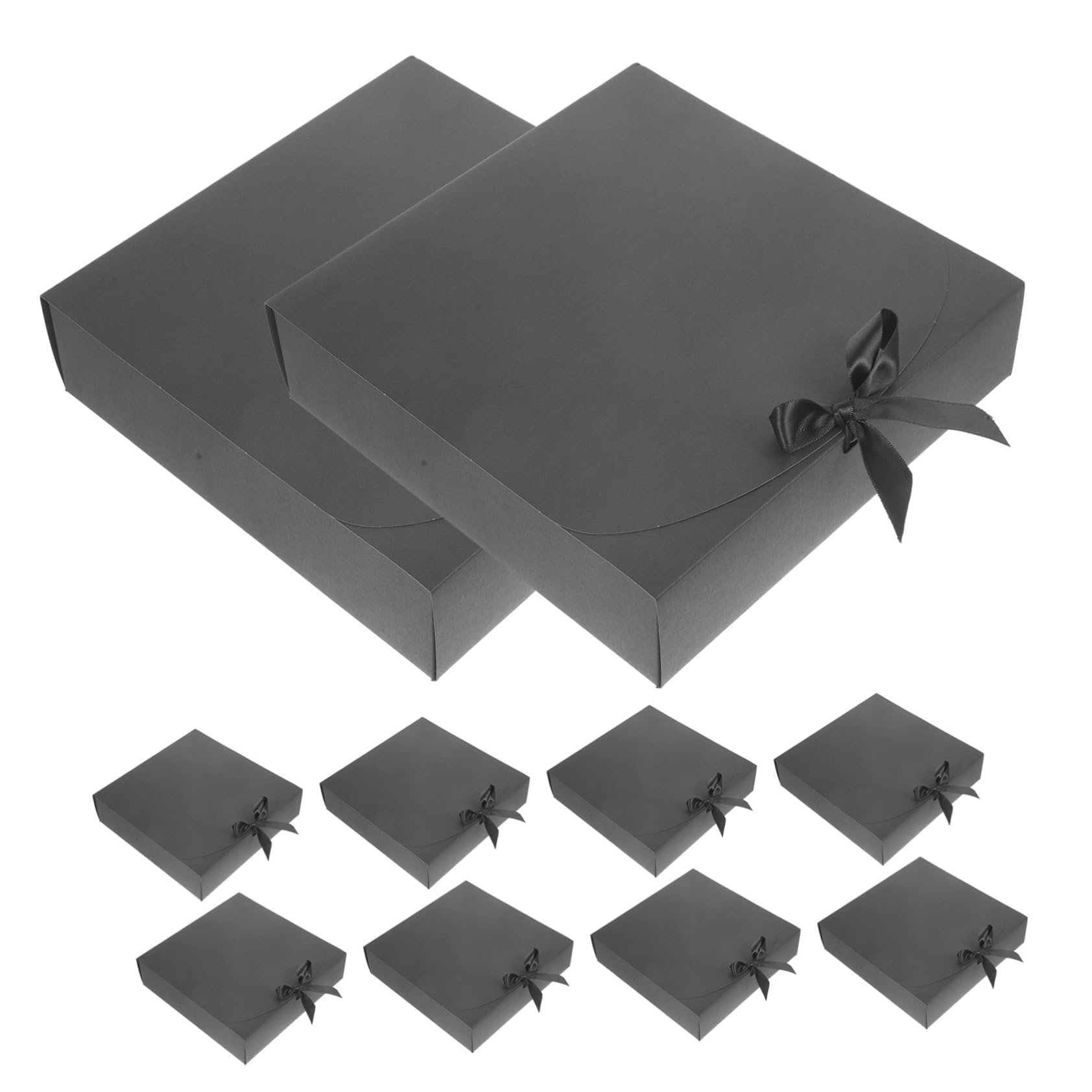 HOOTNEE Caja de Almacenamiento de Perfumes y Cosméticos de Papel Kraft Negro Tapa Abatible, Pack de 10 Unidades para Regalos y Fiestas
