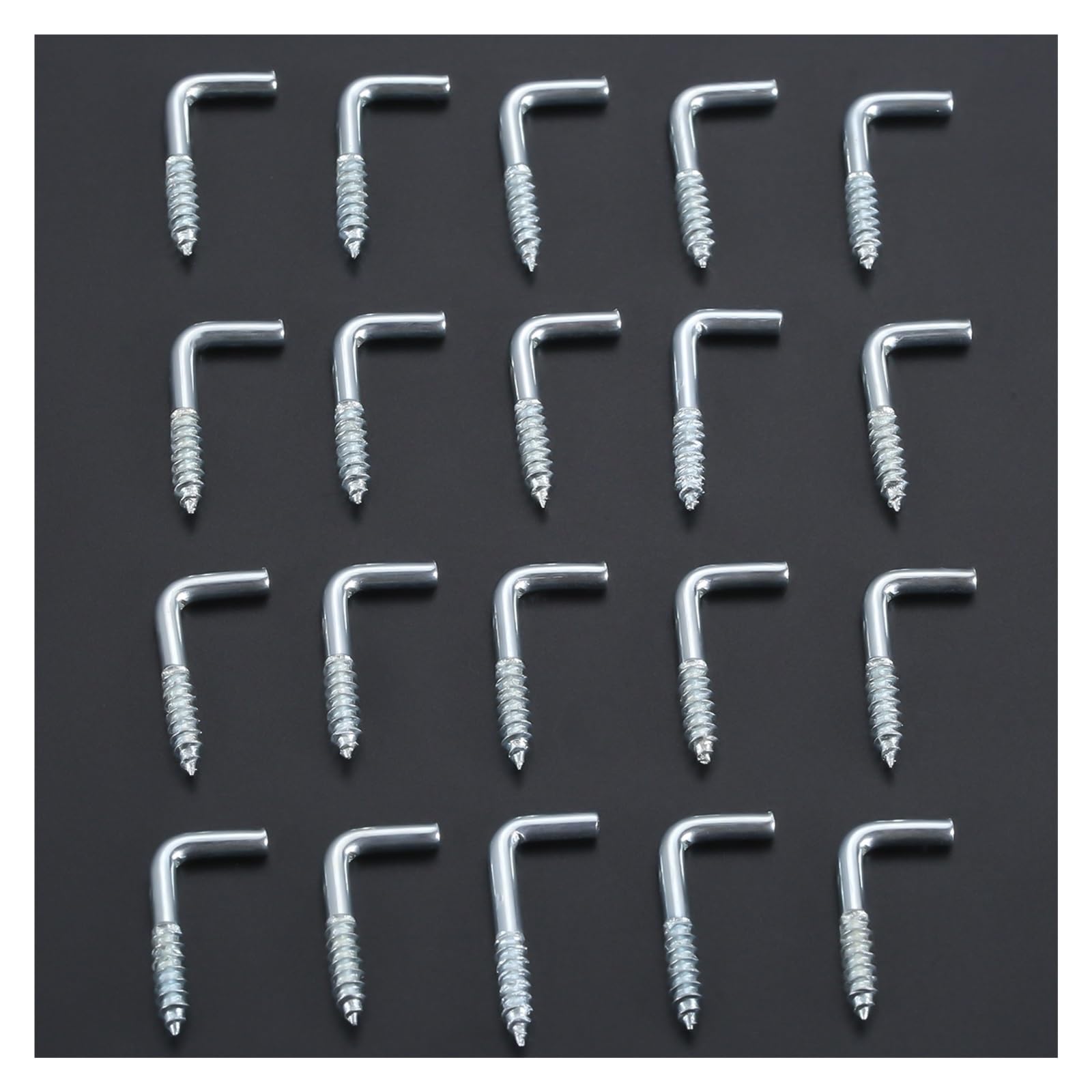 Haki sufitowe w kształcie litery L, zestaw 100 sztuk, srebrne haki wkręcane 2,4 x 11 20 mm