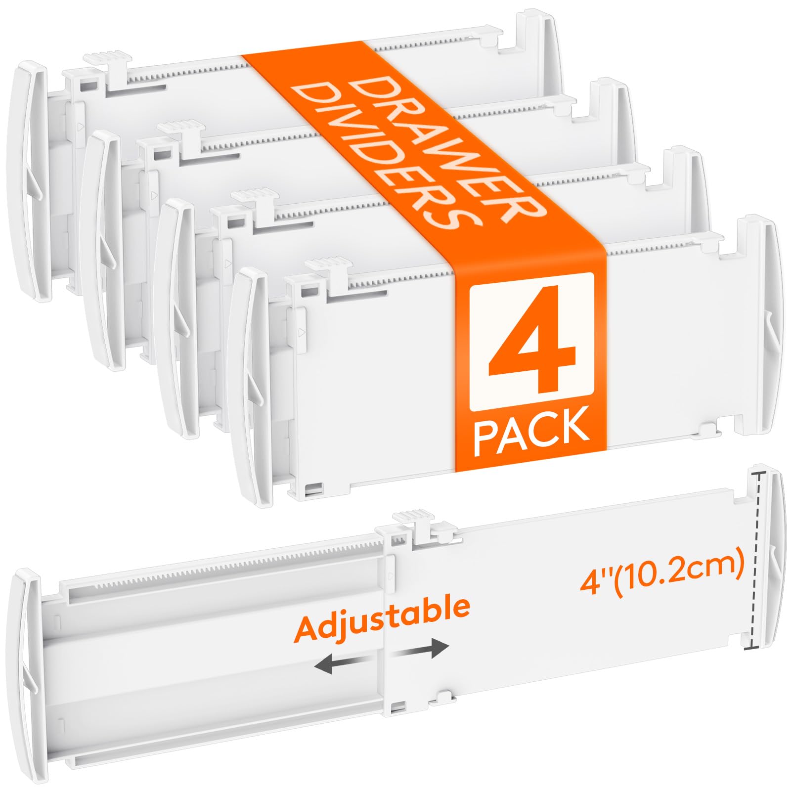 Lifewit 4 Pack 4" High Drawer Dividers 27-42cm/10.5-16.5" Adjustable Drawer Dividers for Clothes Expandable Kitchen Drawer Dividers Organisers