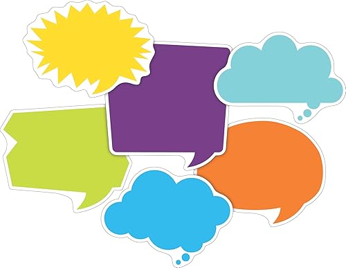 Barker Creek Recortes de doble cara, paquete de 2, Happy Talk, acentos escolares, tablones de anuncios, decoraciones de fiesta, oficina, aprendizaje