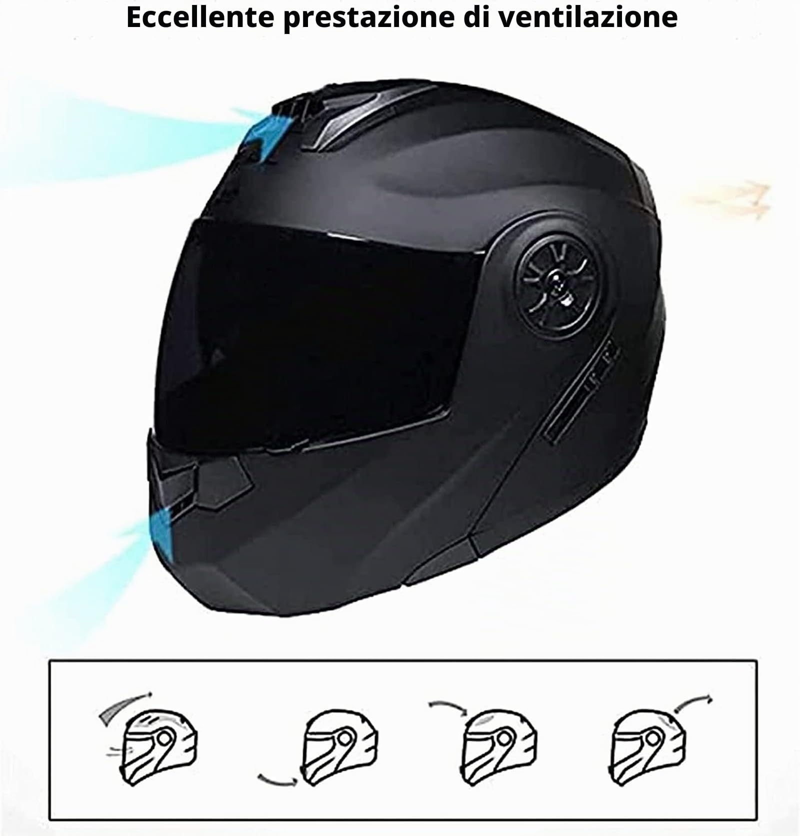 Casco Integrato Apribile con Interfono Bluetooth - Modulare per Uomo E Donna con Doppia Visiera - Integrale Crash Omologato ECE