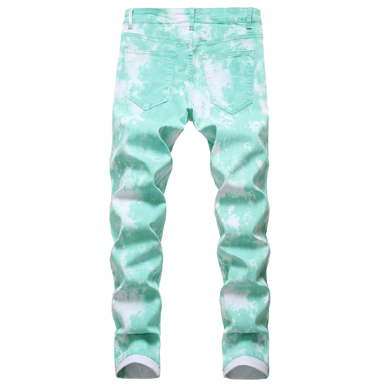 Men's Slim Fit Printed Stretch Jeans Skinny Casual Comfy Denim Pants Lightweight Stylish Hip Hop Jean Trousers (Green,29)