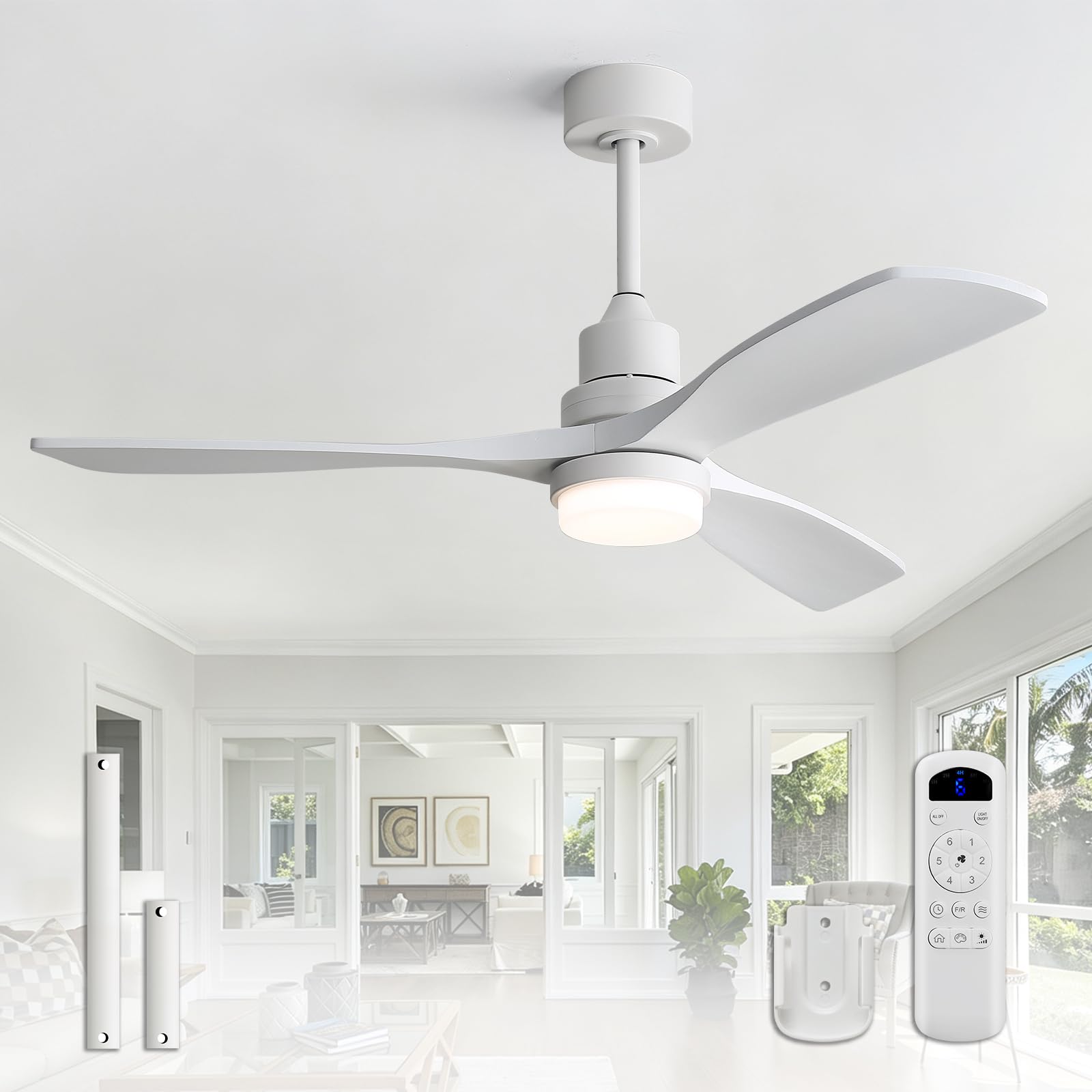 Sofucor 52" Wood Ceiling Fan with Lights & Remote -18