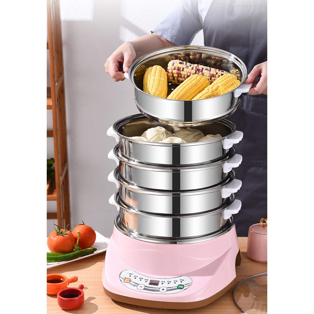 Vaporera eléctrica for el hogar, multifunción, Apagado automático, vaporera de Acero Inoxidable, vaporera temporizada, vaporera for Alimentos