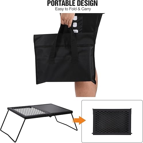 Miniatura 5 de REDCAMP Parrilla plegable de acero resistente, parrilla de cocina portátil para fogata y parrilla para cocinar en fogatas versátiles al aire libre