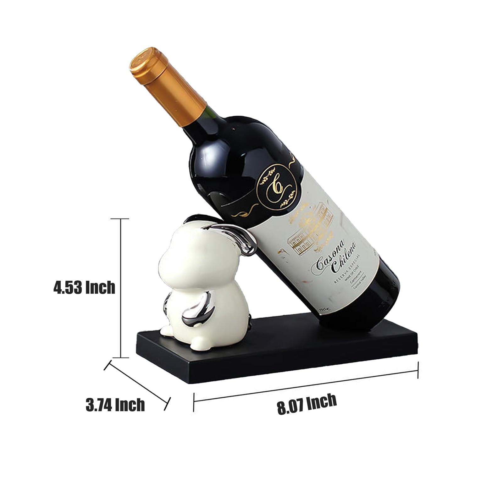 BloomCreek Elegant White Rabbit Wine Bottle Holder, Unique Ceramic Rabbit Statue for Sophisticated Wine Decor and Chic Home Accents