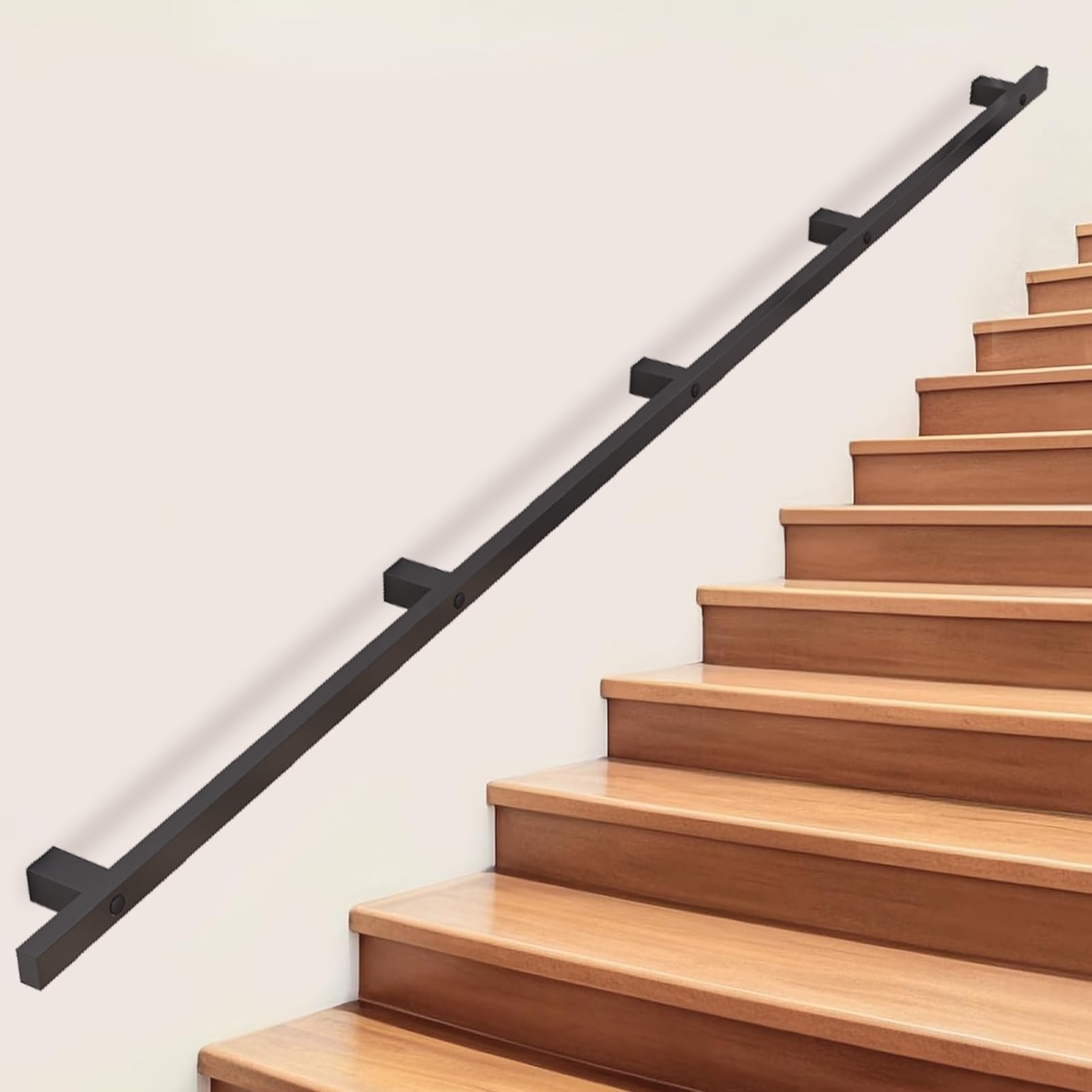 Fkxsxaz Industrial Metal Stair Handrail Banister Rail Support Kit, 1M 3Ft 150Cm 7Ft 240M 10Ft Pipe Railing For Indoor/Outdoor Steps Loft Wall Mount Staircase Grab Bar(18Ft/540Cm)