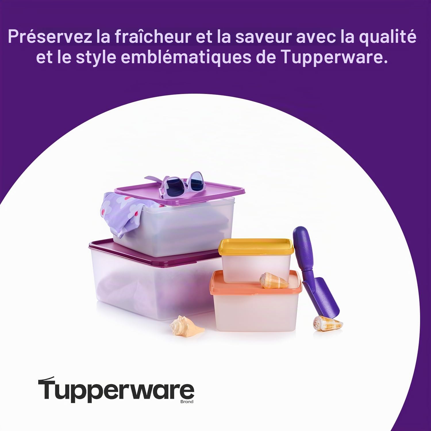 Tupperware Keeptabs Lot de 4 boîtes de rangement empilables pour aliments – Couvercles multicolores, emboîtables, passent au lave-vaisselle et sans BPA