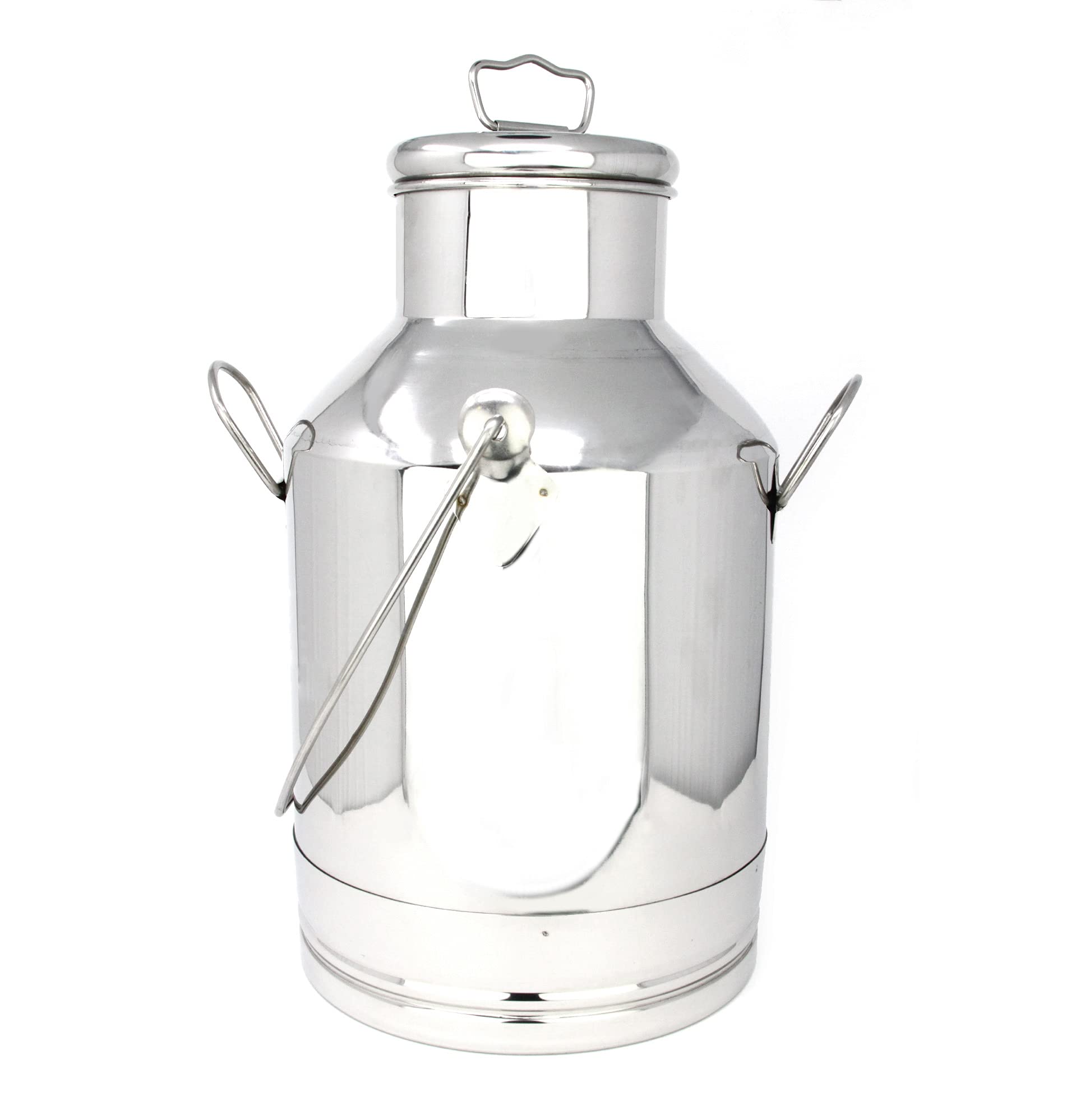 Gk Global Kitchen Blue Stainless Steel Milk Churn Can Jug Canister With Carry Handle & Push Lid Large Fresh Milk Cream Dairy Transportation Container Barrel Milk Pail Bucket Tote Jug Gallon (15L)