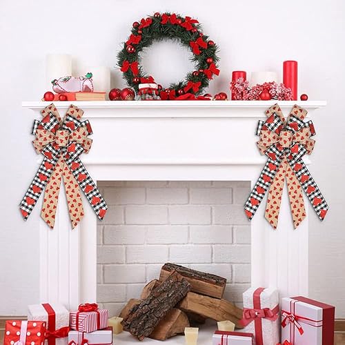 Miniatura 9 de Hying Lazos grandes para el día de San Valentín para corona lazos de corona de San Valentín lazos de arpillera rosa lazos para decoración de árbol