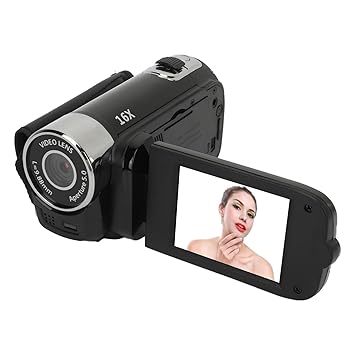 16MP Digital Camera, 16X 1080P Zoom Vlogging Camcorder with 2.4 Inch Rotatable Screen, Selfies, Anti-Shake, Fill Light, Loop Recording (Black)