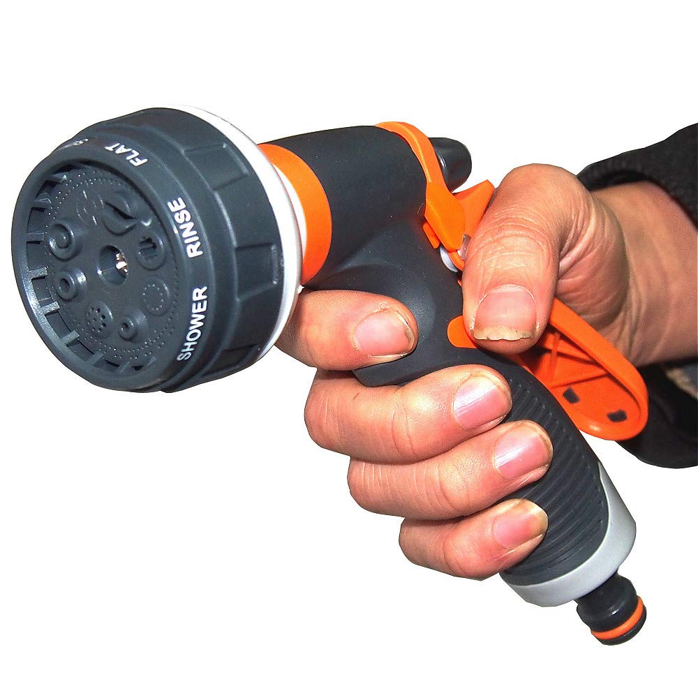 Testa di pistola ad acqua in plastica, combinazione di ugelli da giardino, 8 modelli di spray, chiave antiscivolo, per annaffiare il giardino domestico, lavaggio auto