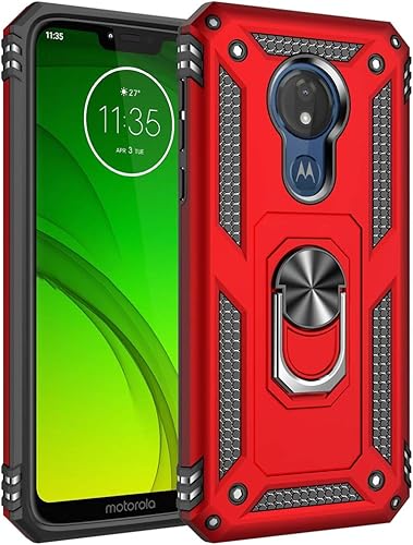 Carcasa de grado militar para Motorola Moto G7 Power Case Moto G7 Supra Funda 360 Metal giratorio anillo soporte soporte magnético montaje en coche