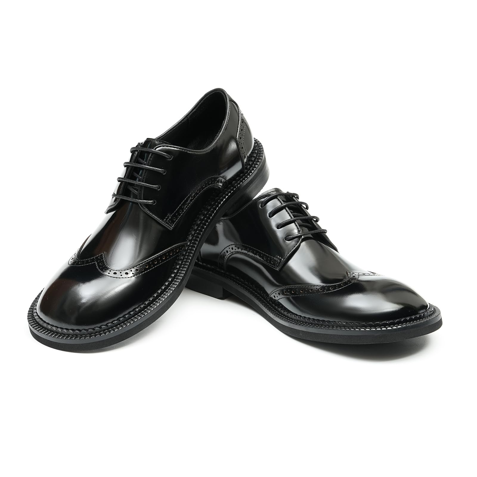 Derbys Business Casuale Punta Rotonda da Uomo Scarpe Eleganti Stringate Formali Matrimonio Ufficio Scarpe da Abito in Pelle Comode Traspiranti