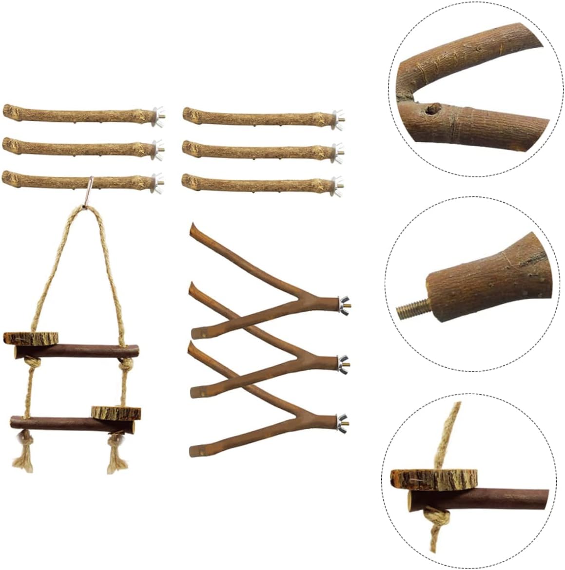 DOITOOL 30pcs Parrot Perch Stand Toy for Birds Racks to Coordination Balance Random Colors Bird Cage Accessory