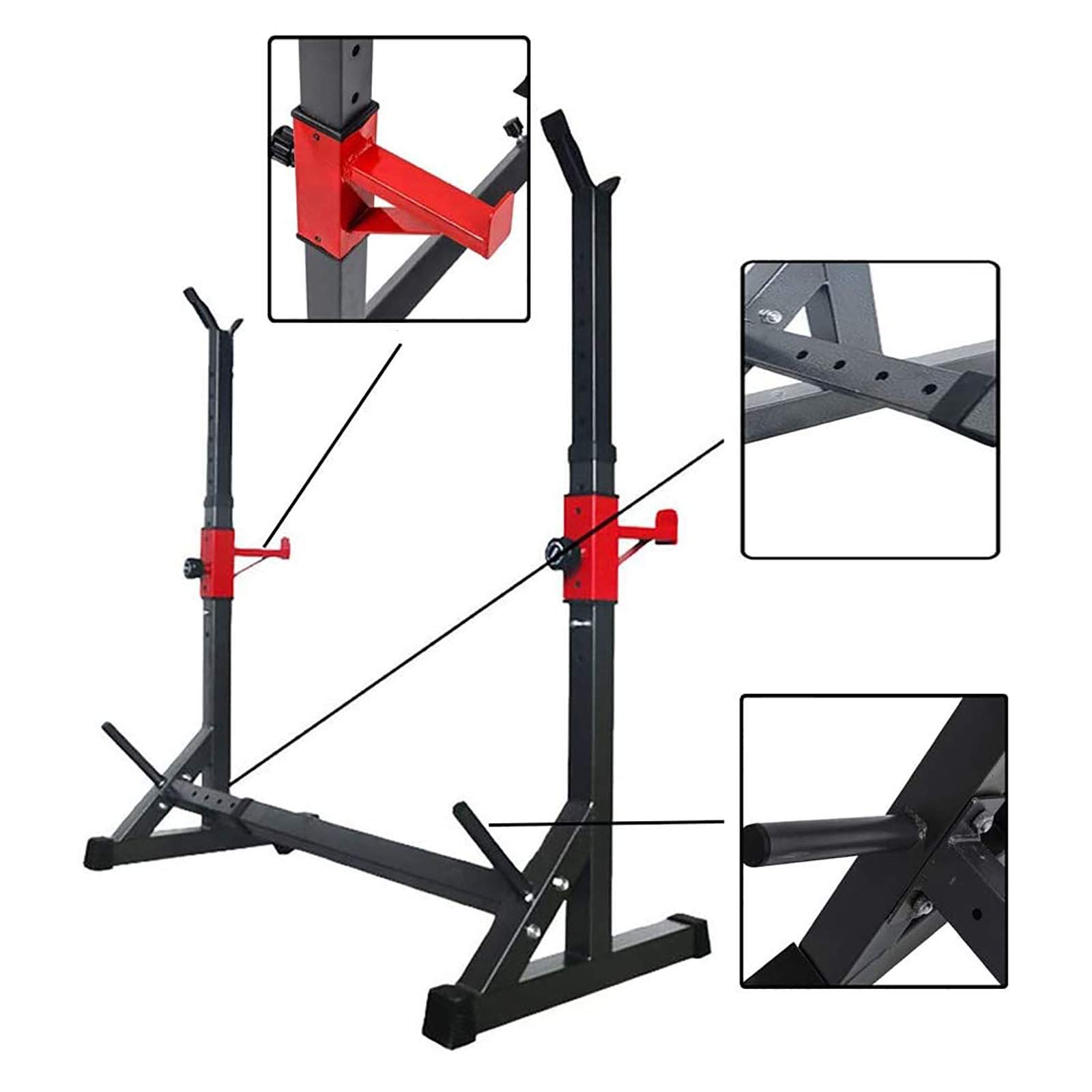 Duży stojak do przysiadów, regulowany stojak do podnoszenia sztanga, obciążenie 260 kg sprzęt do domowej siłowni przenośny trening fitness trening stojak do ćwiczeń dla ch