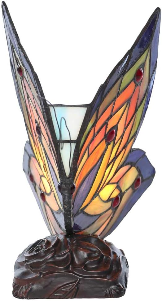 RIVER OF GOODS - Butterfly Wings - 9.5" H - Stained Glass Lamp - Unique Lamps - Tiffany Lamp Style
