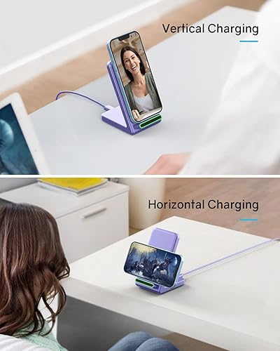 Miniatura 3 de CIYOYO Cargador inalámbrico, soporte de carga inalámbrica rápida de 15 W, estación de carga inalámbrica para iPhone 15 14 13 12 11 Pro Max Plus XS