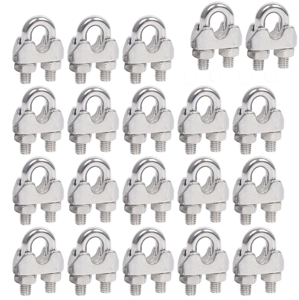 KYLOS 20er Set Seilklemmen Edelstahl 5mm - Perfekt Für Wäscheleinen, Markisen & Outdoor