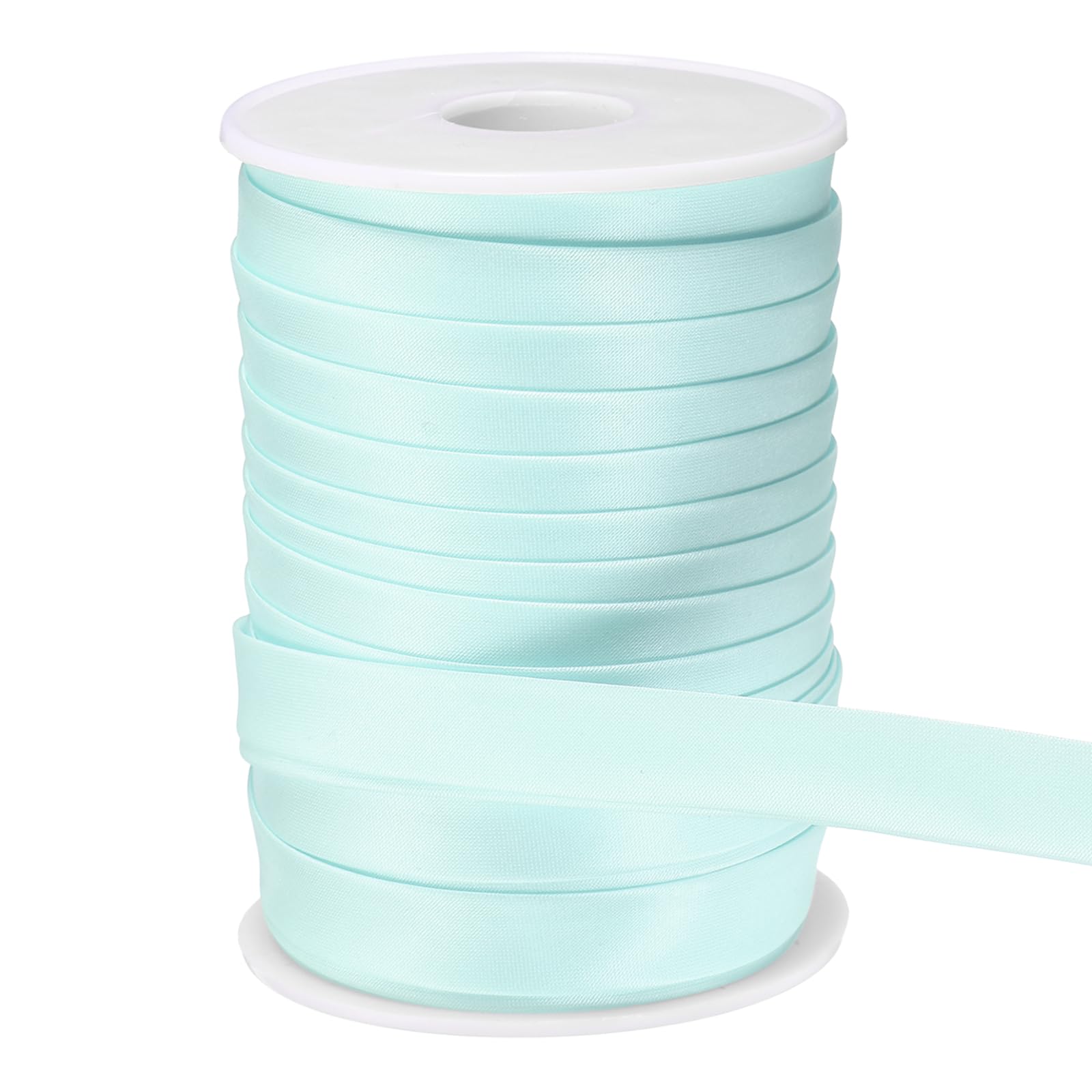 Ruban de biais en satin bleu eau double pli pour corriger les ourlets effilochés