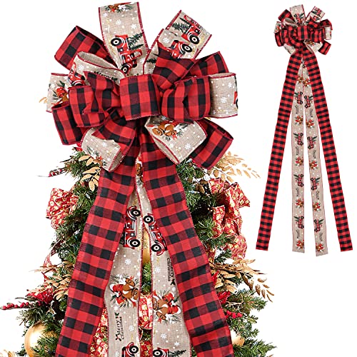 Nœud pour cime de sapin de Noël (carreaux noirs et rouges) Cover