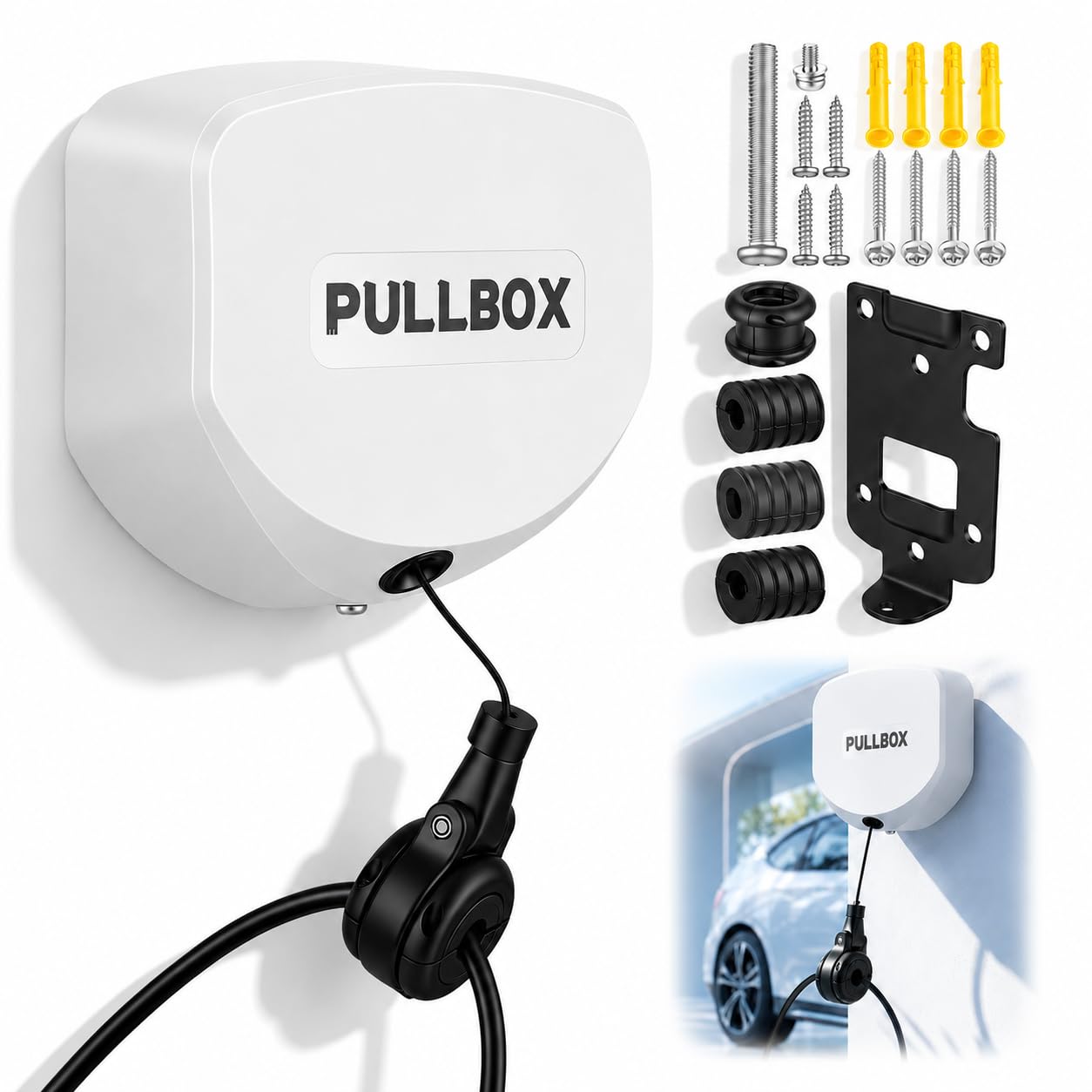 Support Mural pour Câble Wallbox, Enrouleur câble automatique 3,5 m